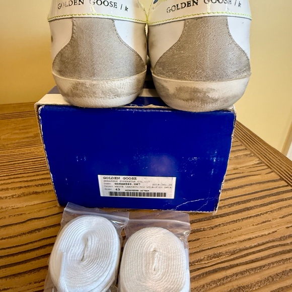 Golden Goose Men’s Super-Star White Sneakers with Neon Yellow Laces *Rare - Picture 4 of 11